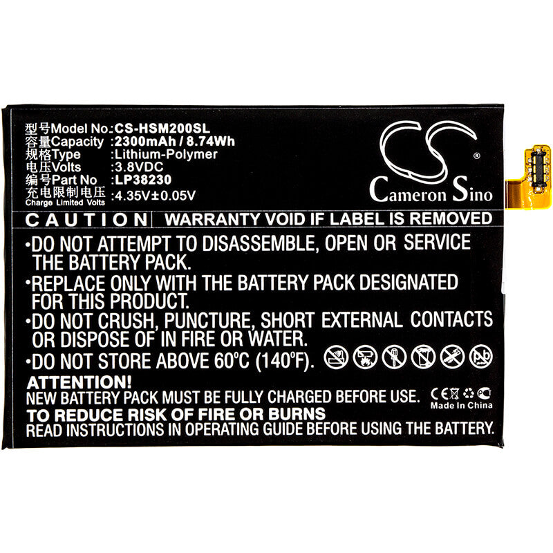 3.8V, 2300mAh, Li-Polymer Battery fits Hisense, D2-m, 8.74Wh