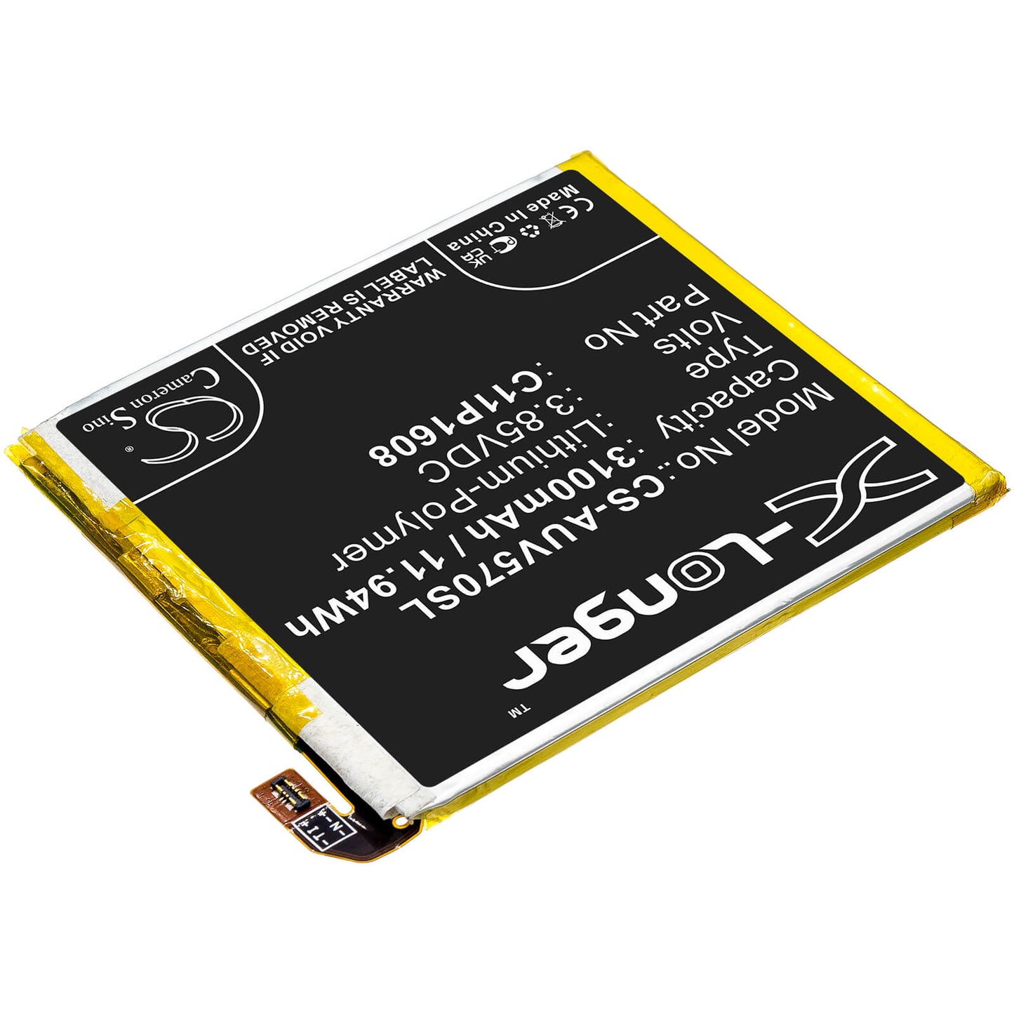 3.85V, 3100mAh, Li-Polymer Battery fits Asus, A002a, V570kl, 11.935Wh
