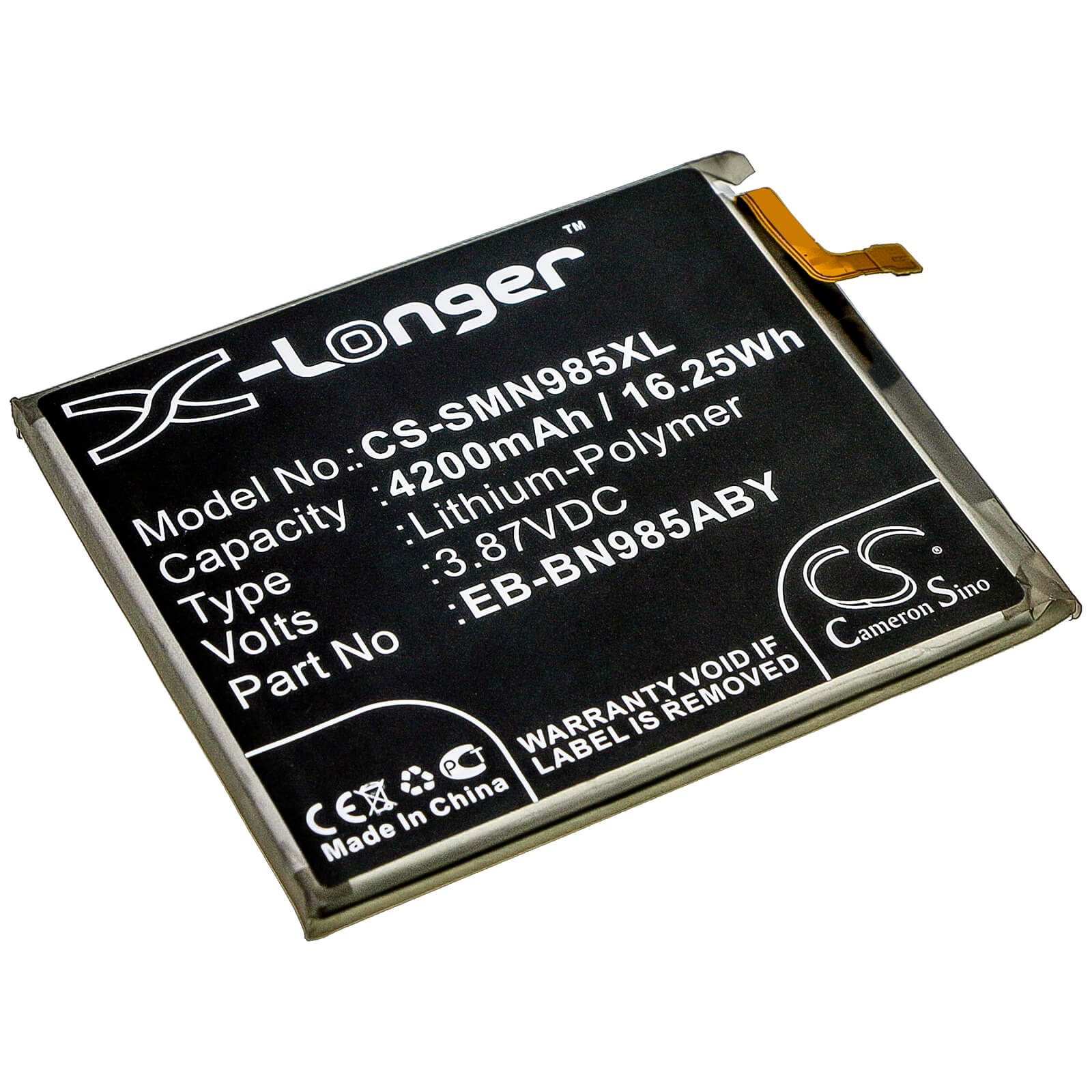 3.87V, 4200mAh, Li-Polymer Battery fits Samsung, Galaxy Note 20 Ultra, Galaxy Note 20 Ultra Uw 5g, 16.254Wh