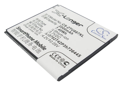 3.7V, 2000mAh, Li-ion Battery fits Zte, U887, 7.4Wh