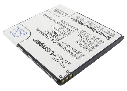 3.7V, 2000mAh, Li-ion Battery fits Zte, U887, 7.4Wh