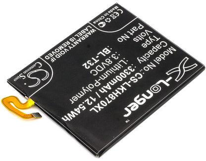 3.8V, 3300mAh, Li-Polymer Battery fits Lg, As993, G6, 12.54Wh