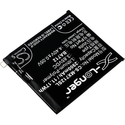 3.85V, 2900mAh, Li-Polymer Battery fits Meizu, M6s, M6s Premium Edition, 11.165Wh