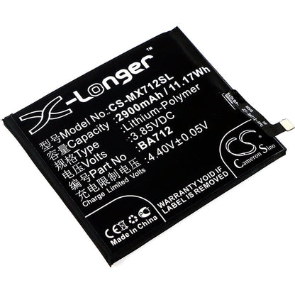 3.85V, 2900mAh, Li-Polymer Battery fits Meilan, S6, 11.165Wh