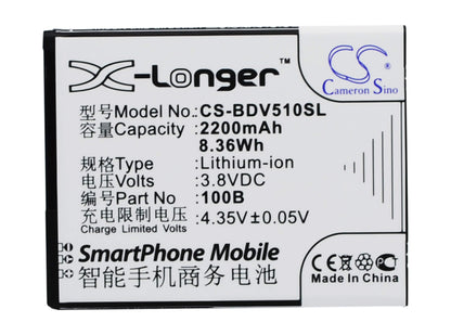 3.8V, 2200mAh, Li-ion Battery fits 100+, V5, V5100b, 8.36Wh