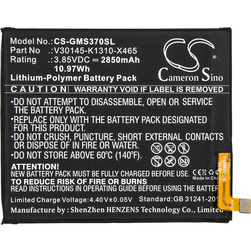 3.85V, 2850mAh, Li-Polymer Battery fits Gigaset, Gs370, 10.9725Wh