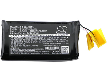 3.7V, 2600mAh, Li-Polymer Battery fits Evolveo, Strongphone Accu, 9.62Wh