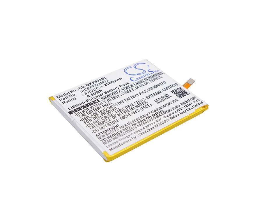 3.8V, 2500mAh, Li-Polymer Battery fits Micromax, Canvas Fire 5, Canvas Fire 5 Dual Sim, 9.5Wh