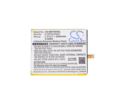 3.8V, 2500mAh, Li-Polymer Battery fits Micromax, Canvas Fire 5, Canvas Fire 5 Dual Sim, 9.5Wh
