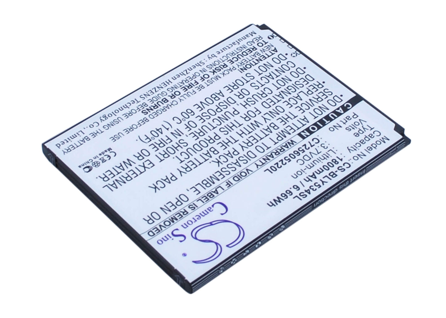 3.7V, 1800mAh, Li-ion Battery fits Blu, Studio 5.0 Hd, Studio 5.0 Hd Lte, 6.66Wh