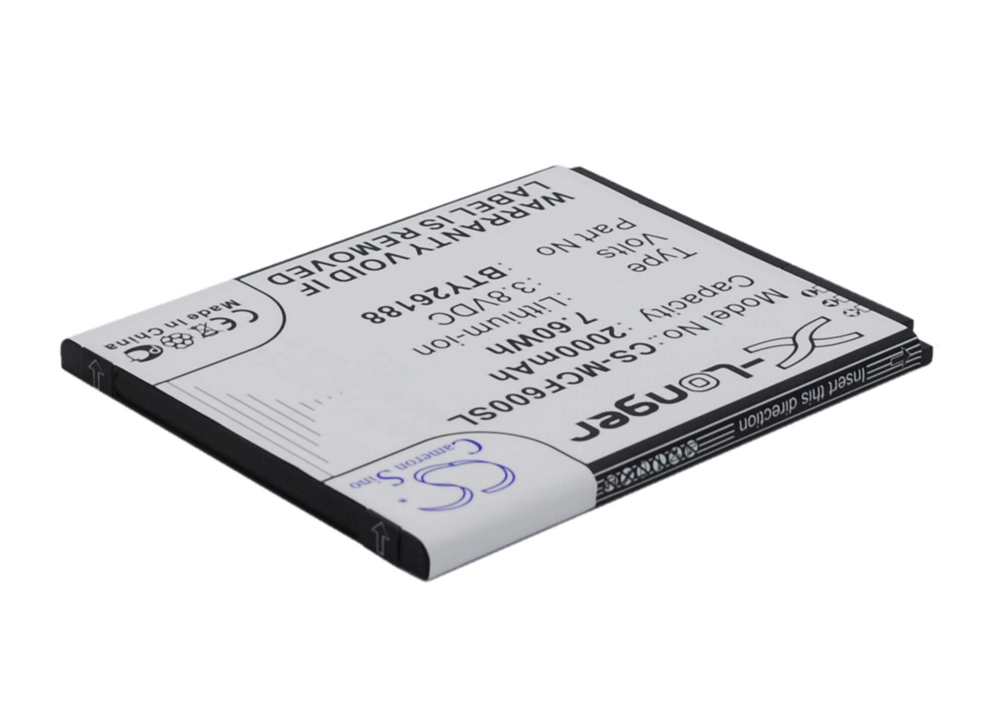 3.8V, 2000mAh, Li-ion Battery fits Posh, E500a, Titan Hd, 7.6Wh
