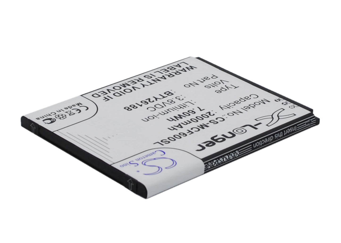 3.8V, 2000mAh, Li-ion Battery fits Mobistel, Cynus F6, 7.6Wh