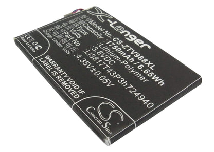 3.8V, 1750mAh, Li-Polymer Battery fits Net10, Ntzez753g3p5p, Paragon, 6.65Wh