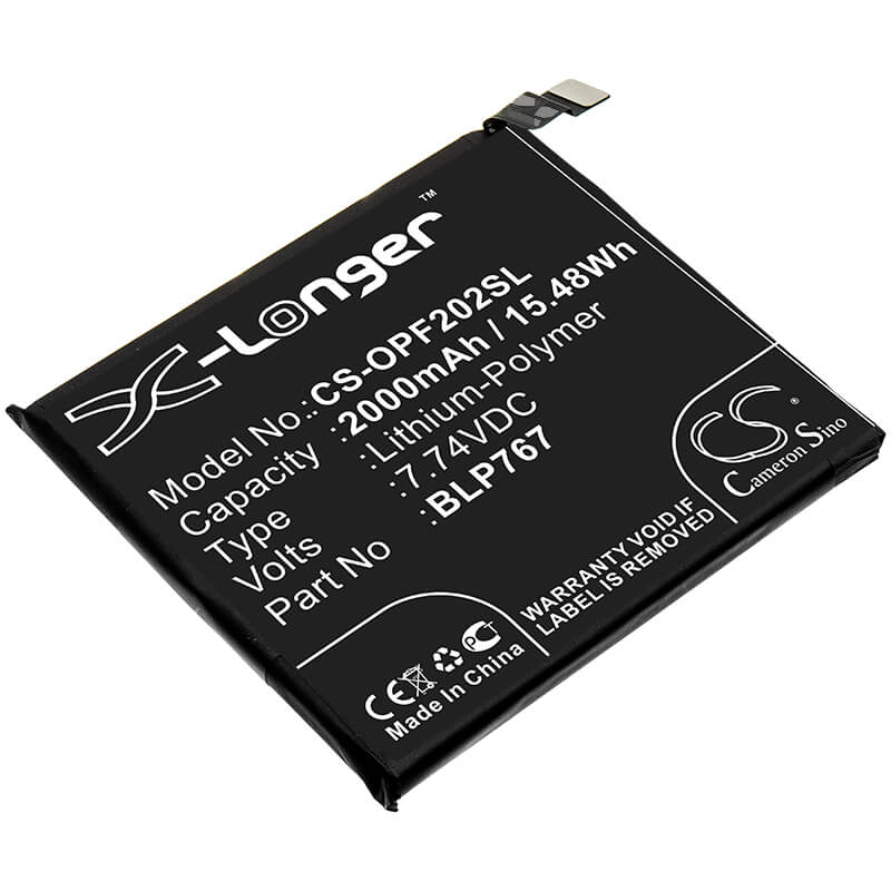 7.74V, 2000mAh, Li-Polymer Battery fits Oppo, Cph2025, Find X2 Pro, 15.48Wh