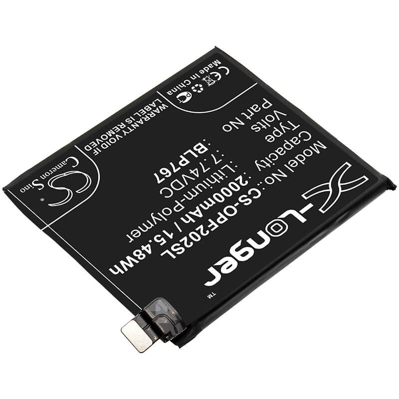 7.74V, 2000mAh, Li-Polymer Battery fits Oppo, Cph2025, Find X2 Pro, 15.48Wh
