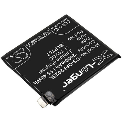 7.74V, 2000mAh, Li-Polymer Battery fits Oppo, Cph2025, Find X2 Pro, 15.48Wh