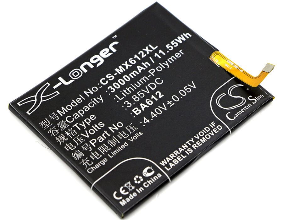 3.85V, 3000mAh, Li-Polymer Battery fits Meizu, M5s, M5s Dual Sim, 11.55Wh