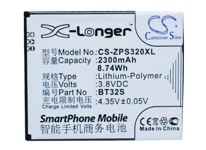 3.8V, 2300mAh, Li-Polymer Battery fits Zopo, Zp320, 8.74Wh