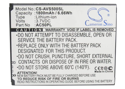 3.7V, 1800mAh, Li-ion Battery fits Archos, 50, 50 Helium 4g, 6.66Wh