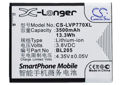 3.8V, 3500mAh, Li-ion Battery fits Lenovo, P770, 13.3Wh