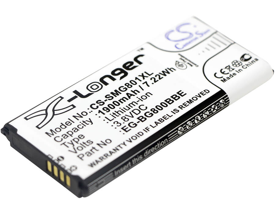 3.8V, 1900mAh, Li-ion Battery fits Samsung, Galaxy S5 Dx, Galaxy S5 Mini, 7.22Wh