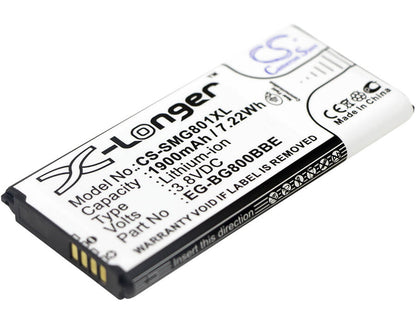 3.8V, 1900mAh, Li-ion Battery fits Samsung, Galaxy S5 Dx, Galaxy S5 Mini, 7.22Wh