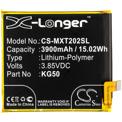 3.85V, 3900mAh, Li-Polymer Battery fits Motorola, Moto One Hyper, Xt2027, 15.015Wh