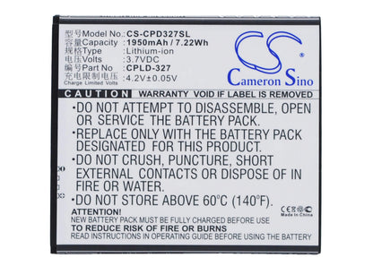 3.7V, 1950mAh, Li-ion Battery fits Coolpad, 5952, 7620l, 7.215Wh