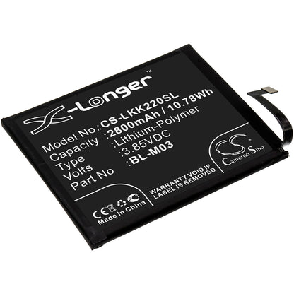 3.85V, 2800mAh, Li-Polymer Battery fits Lg, K200bmw, K22 2020, 10.78Wh