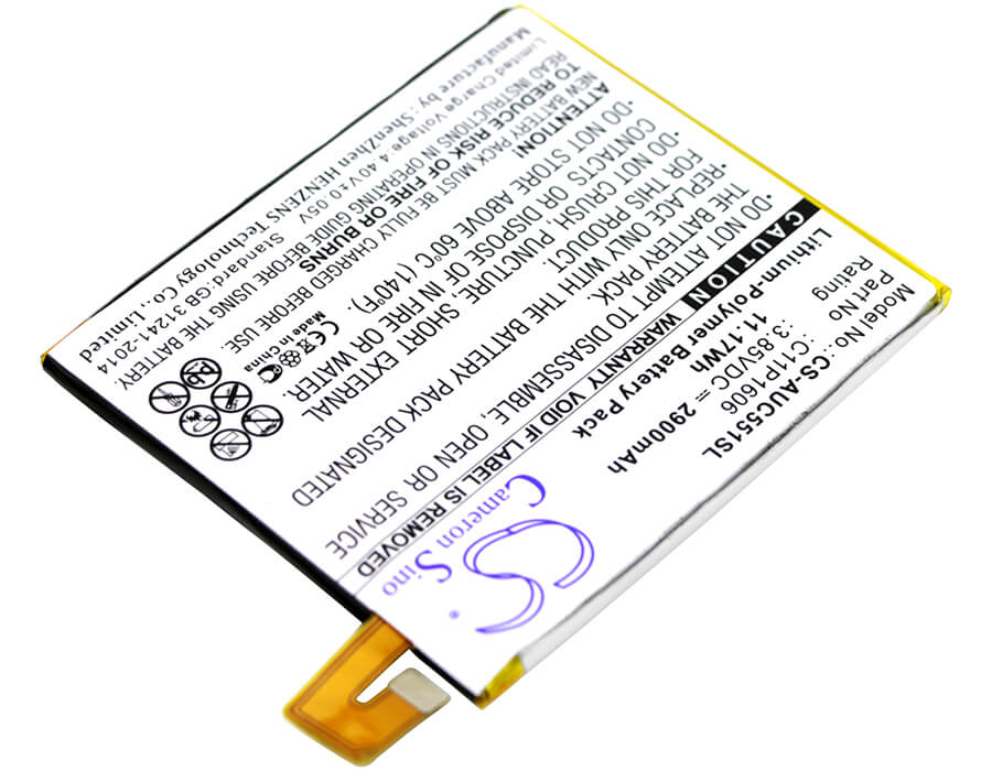 3.85V, 2900mAh, Li-Polymer Battery fits Asus, Zc551kl, Zenfone 3 Laser, 11.165Wh