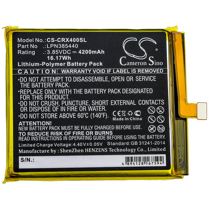 3.85V, 4200mAh, Li-Polymer Battery fits Crosscall, Trekker X4, 16.17Wh