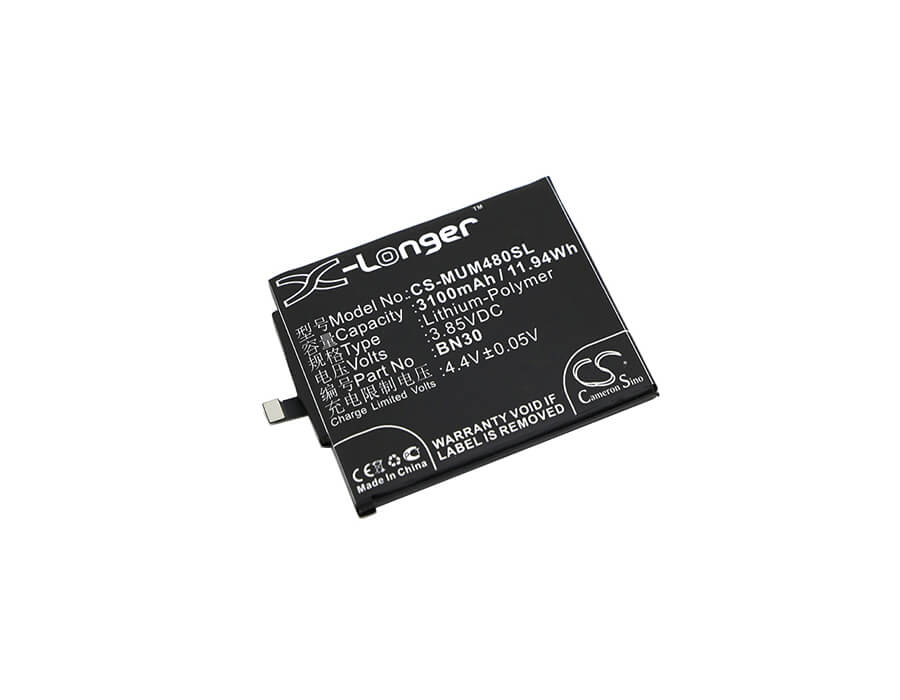 3.85V, 3100mAh, Li-Polymer Battery fits Xiaomi, Mi 4a, Redmi 4a, 11.935Wh