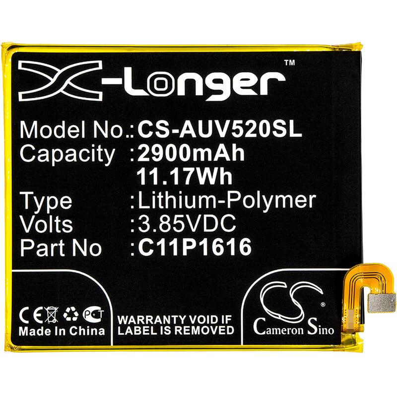3.85V, 2900mAh, Li-Polymer Battery fits Asus, A006, V520kl, 11.165Wh