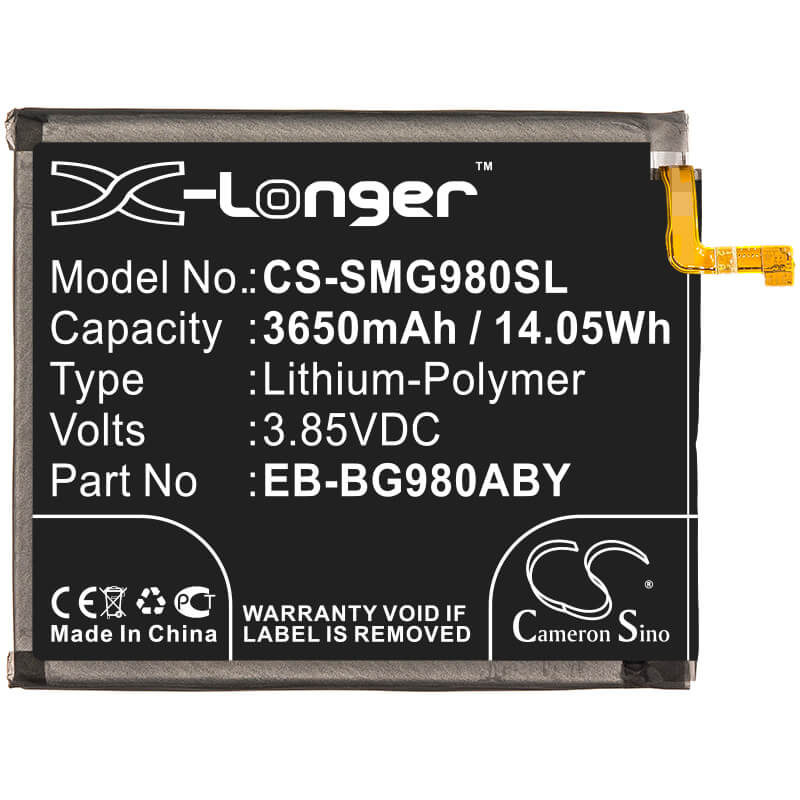 3.85V, 3650mAh, Li-Polymer Battery fits Samsung, Galaxy S11e, Galaxy S20, 14.0525Wh