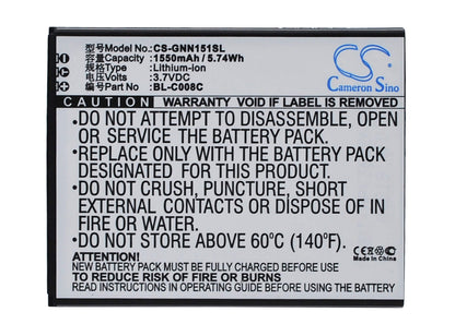 3.7V, 1550mAh, Li-ion Battery fits Gionee, Gn151, 5.735Wh