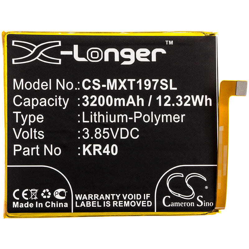 3.85V, 3200mAh, Li-Polymer Battery fits Motorola, Moto One Vision, Xt1970, 12.32Wh