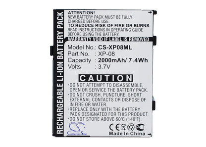 3.7V, 2000mAh, Li-ion Battery fits O2, Xda Flame, 7.4Wh