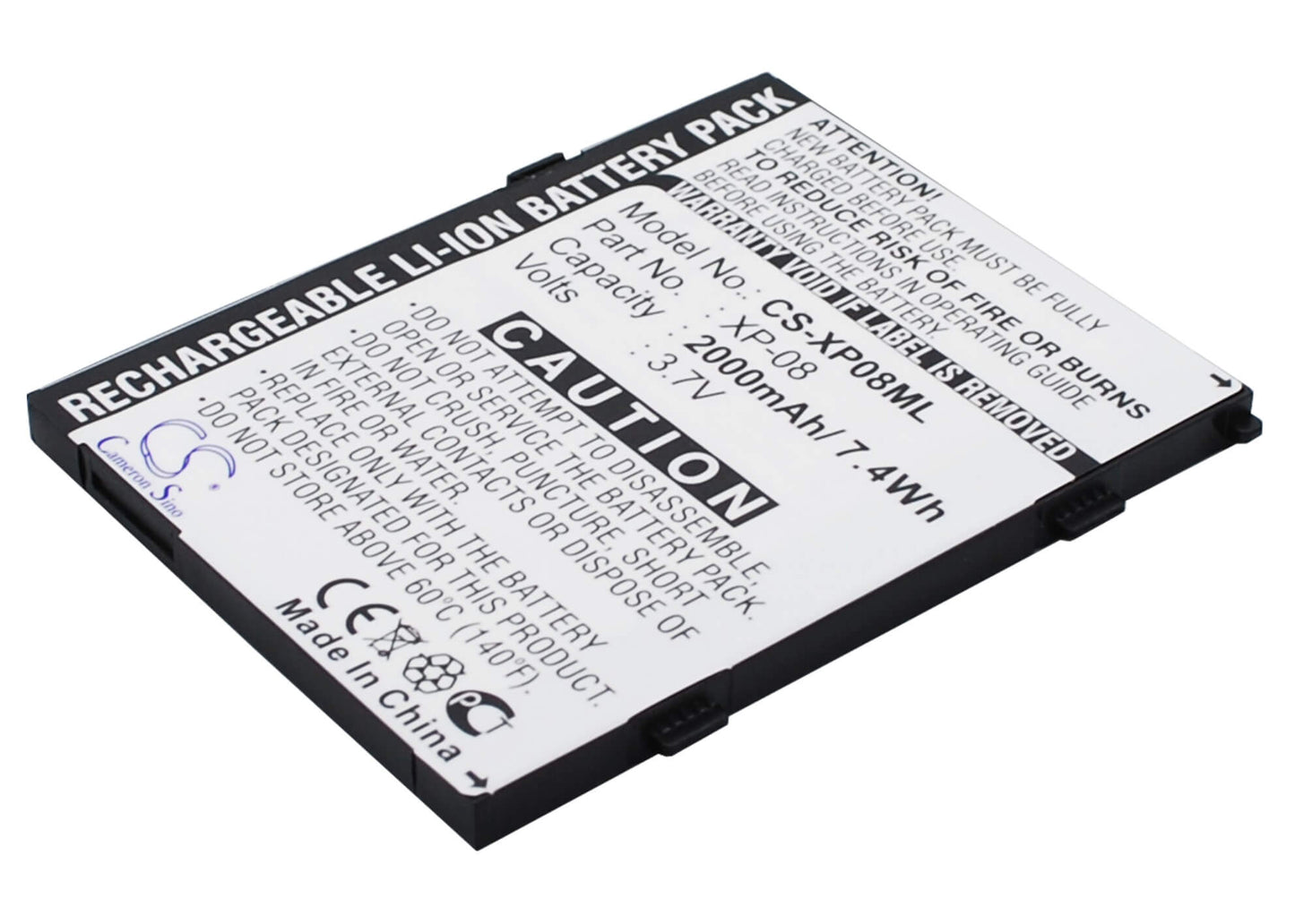 3.7V, 2000mAh, Li-ion Battery fits O2, Xda Flame, 7.4Wh