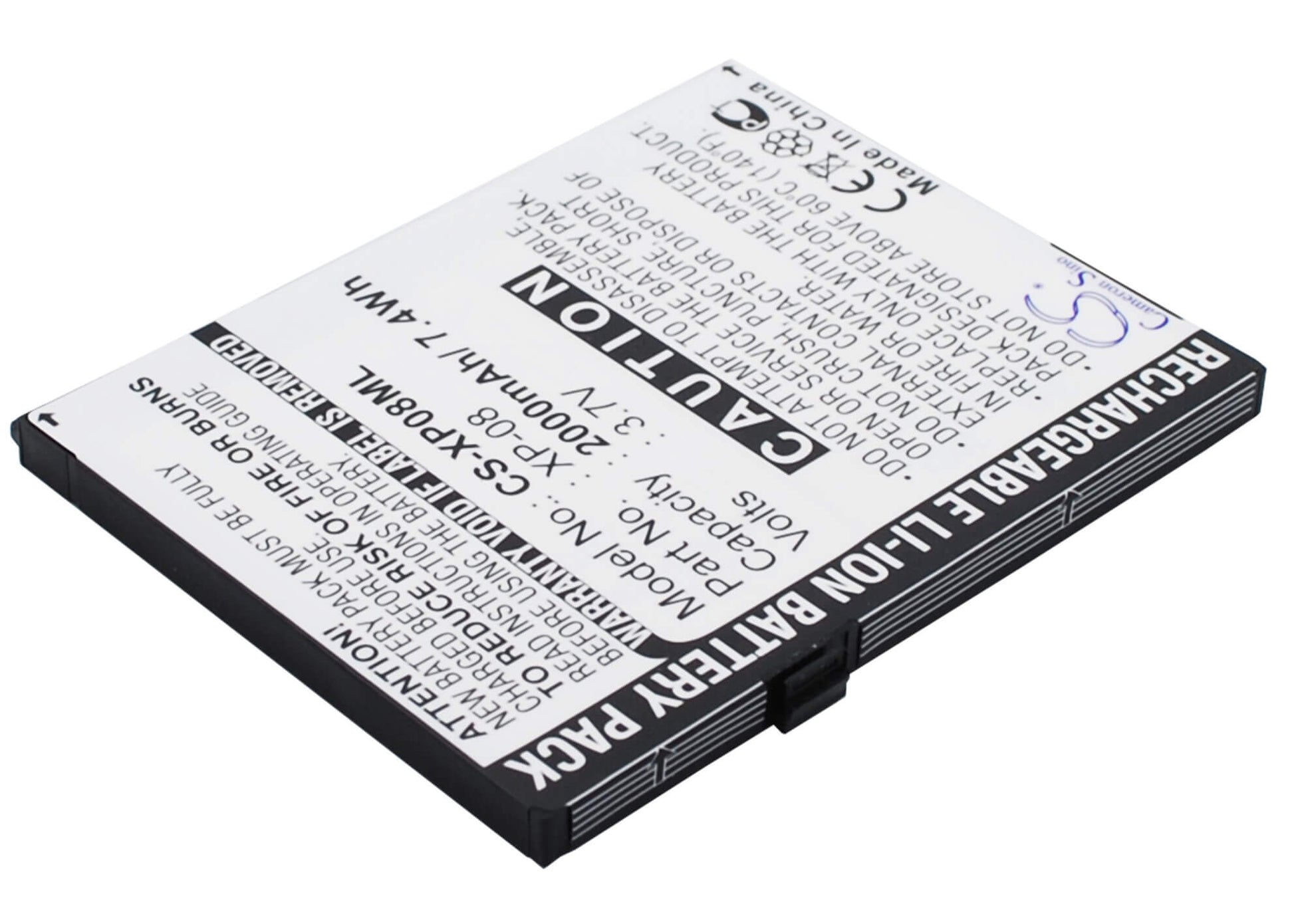 3.7V, 2000mAh, Li-ion Battery fits O2, Xda Flame, 7.4Wh