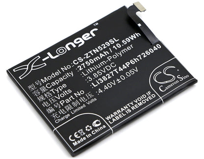 3.85V, 2750mAh, Li-Polymer Battery fits Zte, Nubia Z11 Mini, Nx529, 10.5875Wh