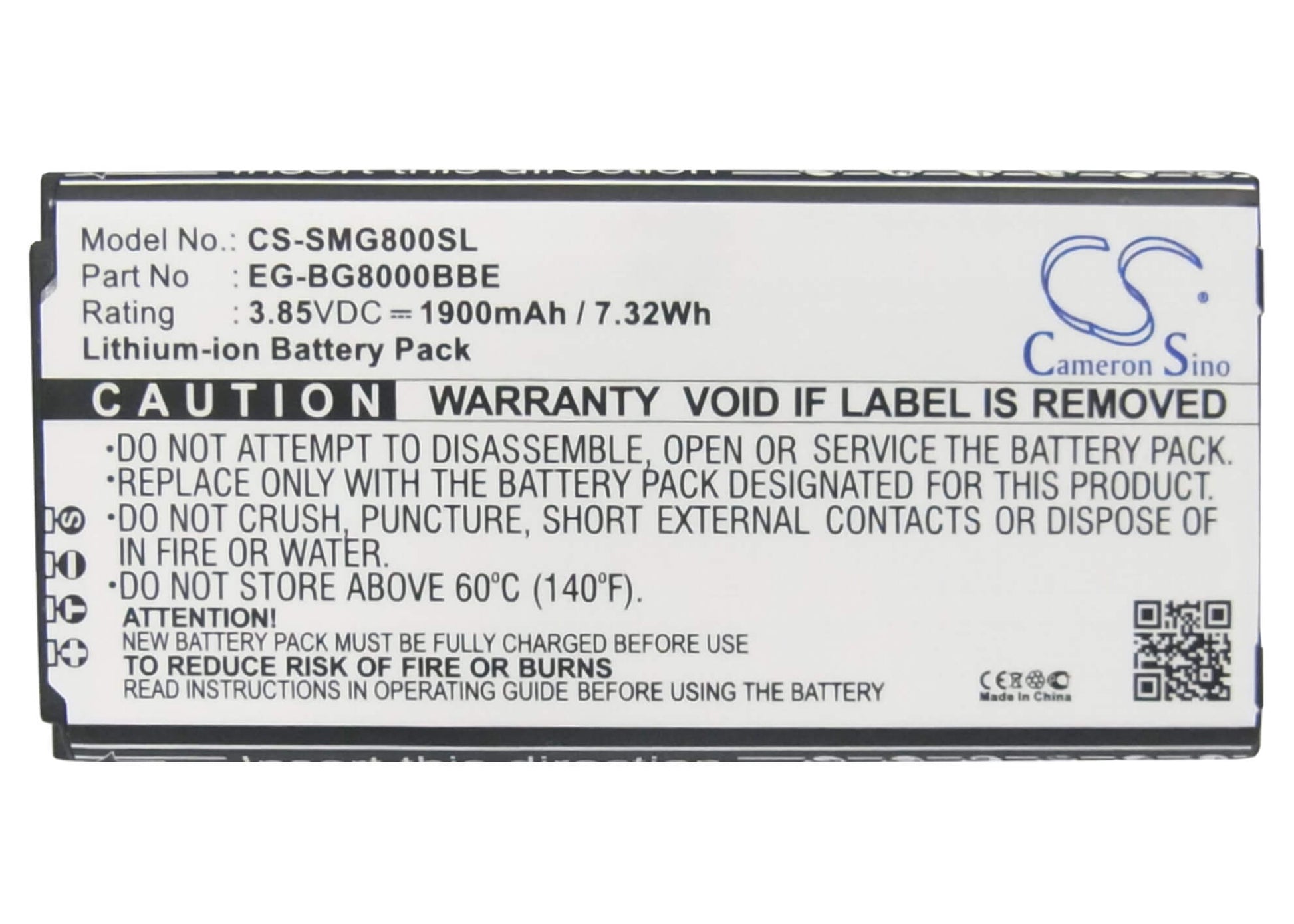 3.85V, 1900mAh, Li-ion Battery fits Samsung, Galaxy S5 Dx, Galaxy S5 Mini, 7.315Wh