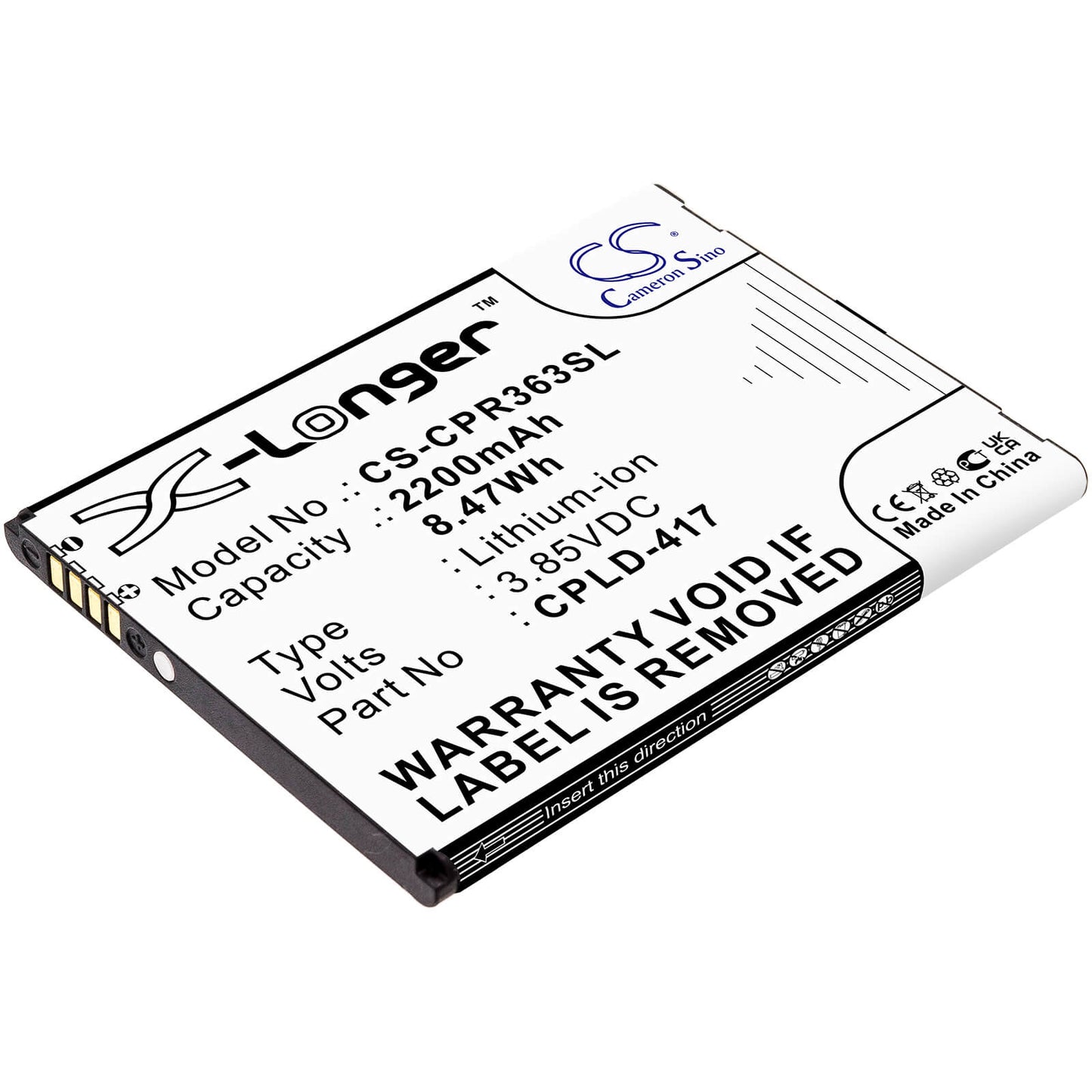 3.85V, 2200mAh, Li-ion Battery fits Coolpad, Btr3635a, Defiant, 8.47Wh
