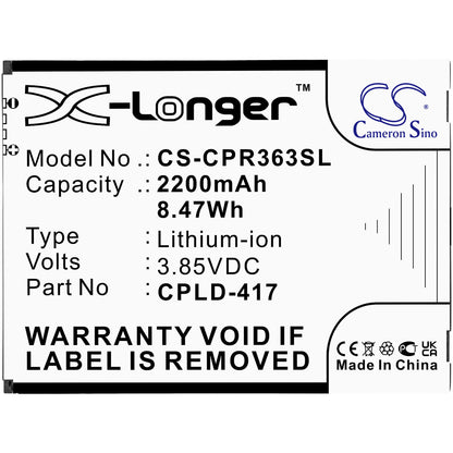 3.85V, 2200mAh, Li-ion Battery fits Coolpad, Btr3635a, Defiant, 8.47Wh