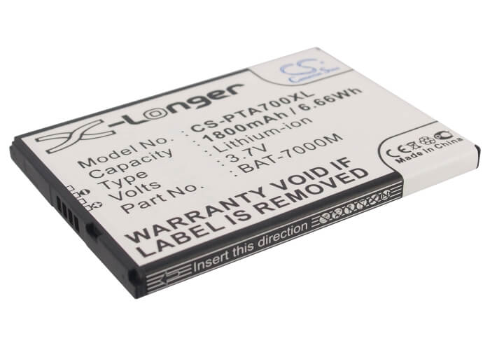 3.7V, 1800mAh, Li-ion Battery fits Pantech, T100k, 6.66Wh