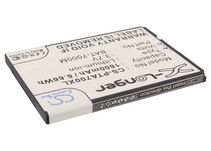3.7V, 1800mAh, Li-ion Battery fits Sky, T100k, 6.66Wh