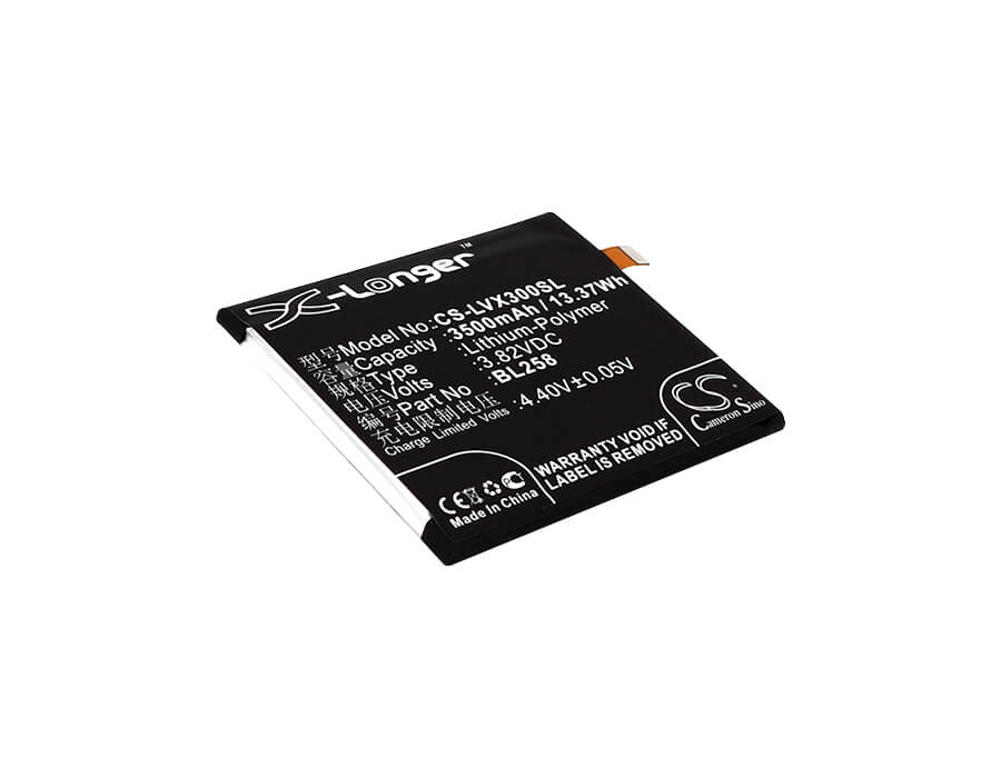 3.82V, 3500mAh, Li-Polymer Battery fits Lenovo, Lemon X3, Lemon X3 Dual Sim Td-lte, 13.37Wh