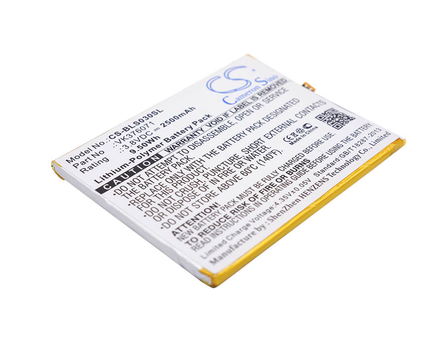 3.8V, 2500mAh, Li-Polymer Battery fits Blu, S0030uu, Studio G Lte, 9.5Wh