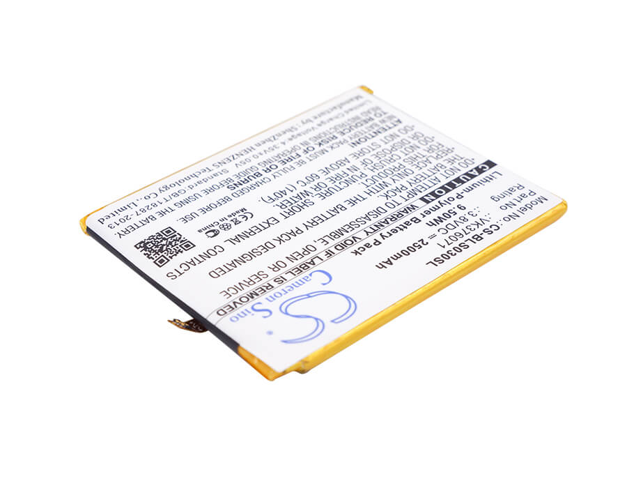 3.8V, 2500mAh, Li-Polymer Battery fits Blu, S0030uu, Studio G Lte, 9.5Wh