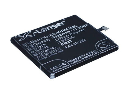 3.85V, 3000mAh, Li-Polymer Battery fits Xiaomi, M4i, X9, 11.55Wh