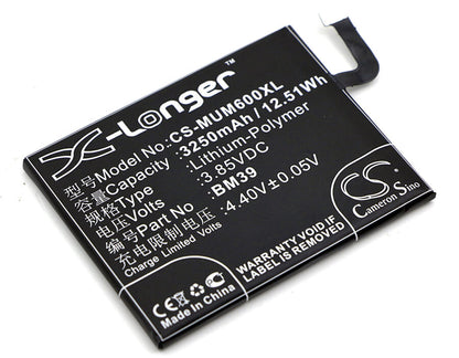 3.85V, 3250mAh, Li-Polymer Battery fits Redmi, 6, 6 Dual Sim Td-lte, 12.5125Wh